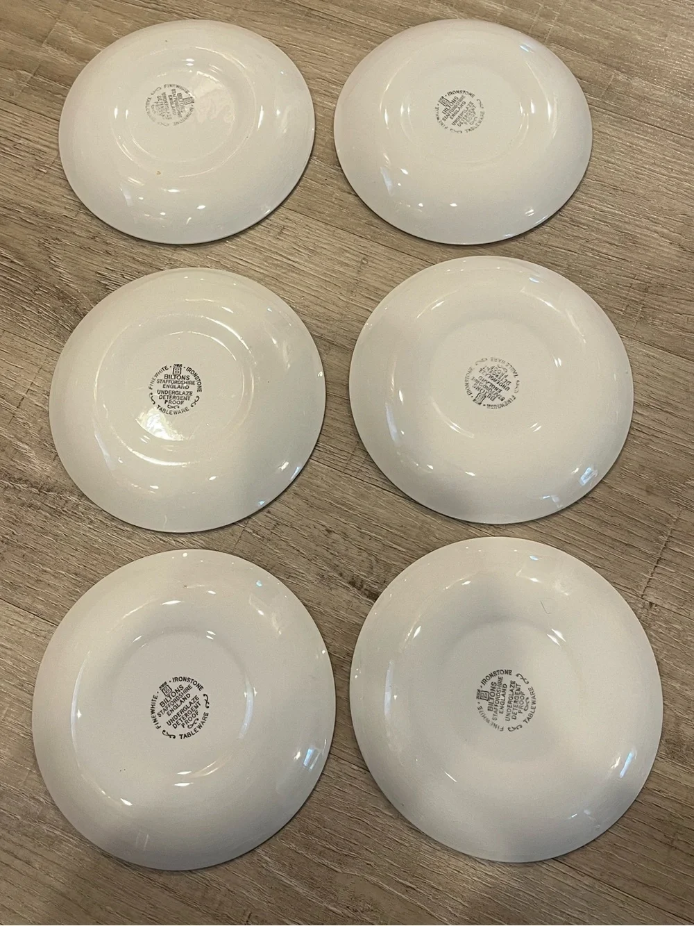 Vintage Biltons BIL48 ironstone 6.5” plates from Staffordshire set of 6